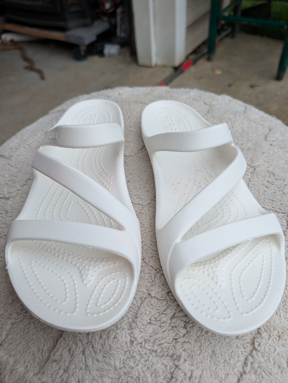 Women's White Sandals Slides By Crocs Size 10